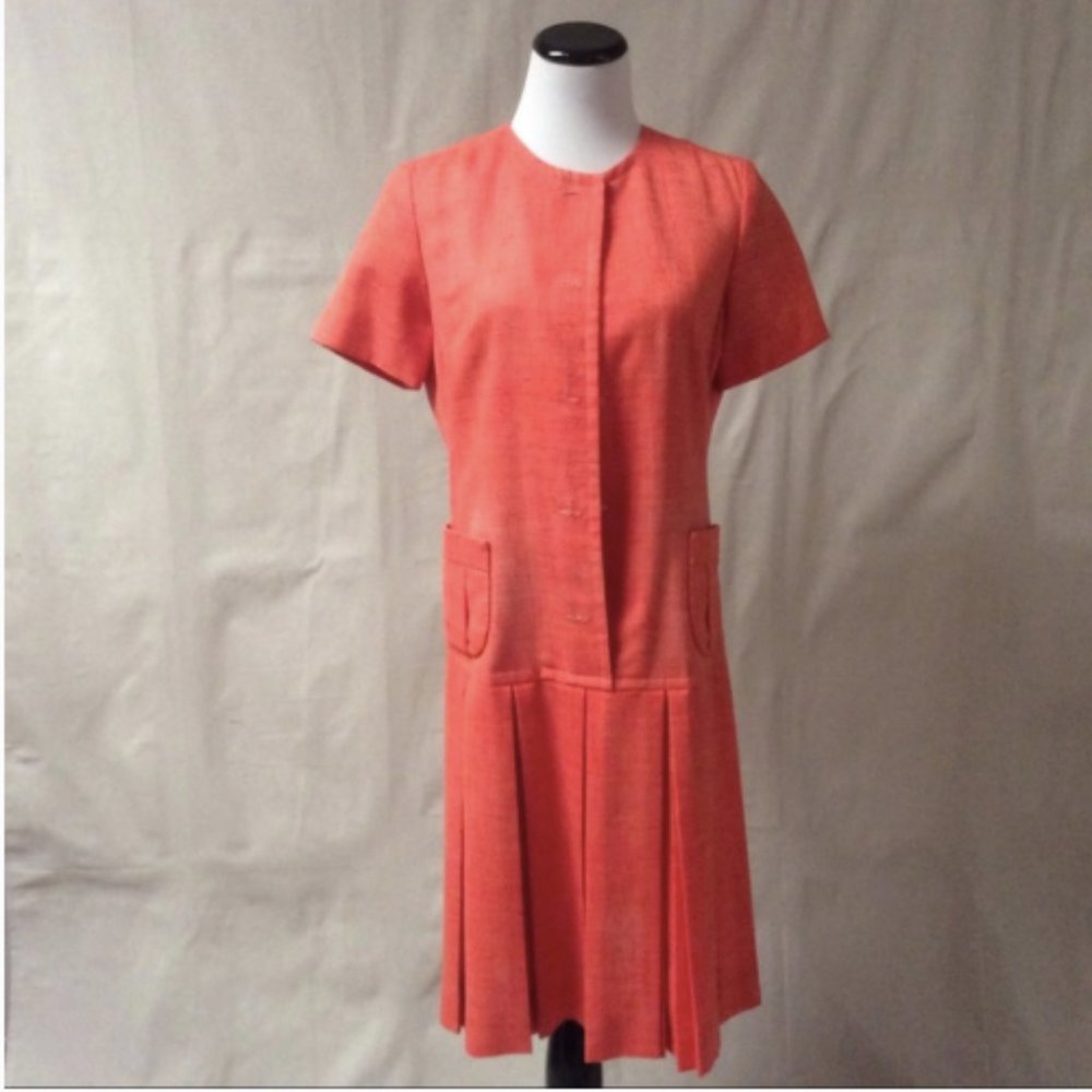 Vtg. 1960’s Howard Wolf Orange Dropwaist Dress